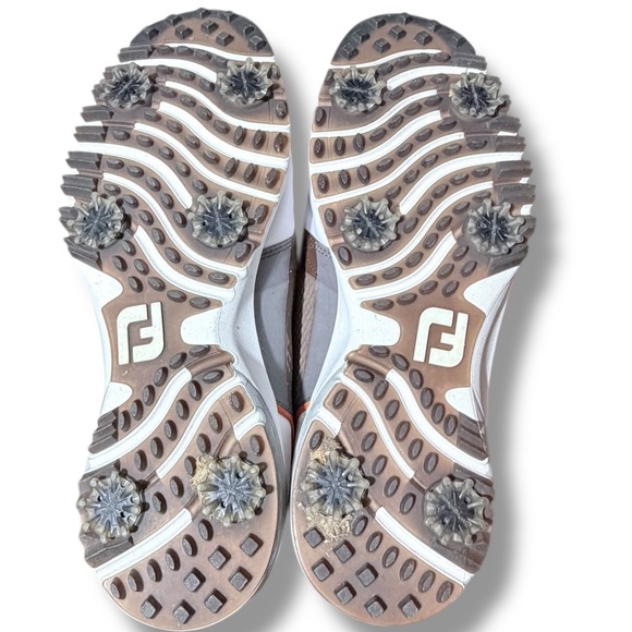 EUC FootJoy FJ Golf Shoes Mens 13 M White Brown Leather Spiked Sport Contour Fit - Picture 6 of 16